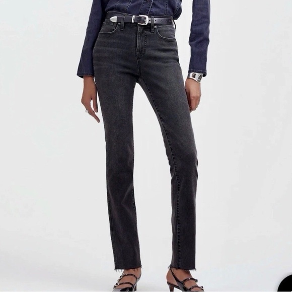 Madewell Denim - Madewell Stovepipe 29 Women's Jeans Raw Hem Faded Black Mid Rise Slim Straight